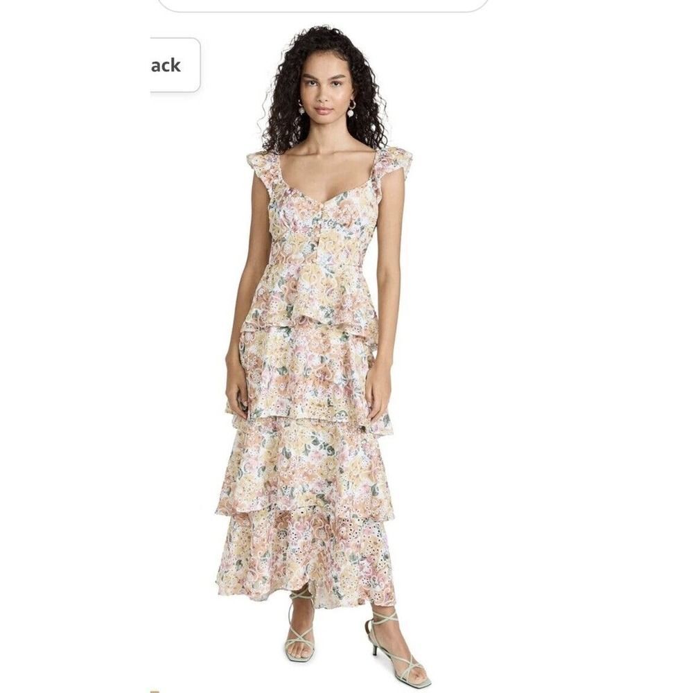 En Saison Presley Embroidered Tiered Floral Midi Dress Size L Summer NWT Revolve - Picture 8 of 13